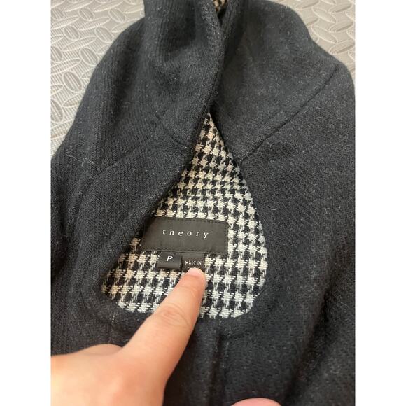 Theory Toggle Duffle‎ Coat Wool Gray Black Plaid Interior Size P Small - Picture 5 of 10